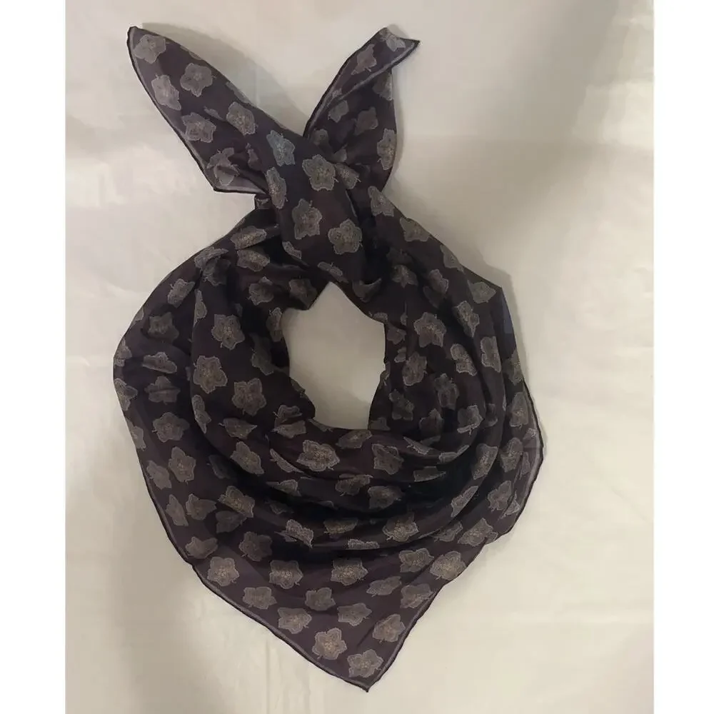 ROBERT TALBOTT Fine Silk Scarf Printed in Italy  - Purple - Semi Sheer